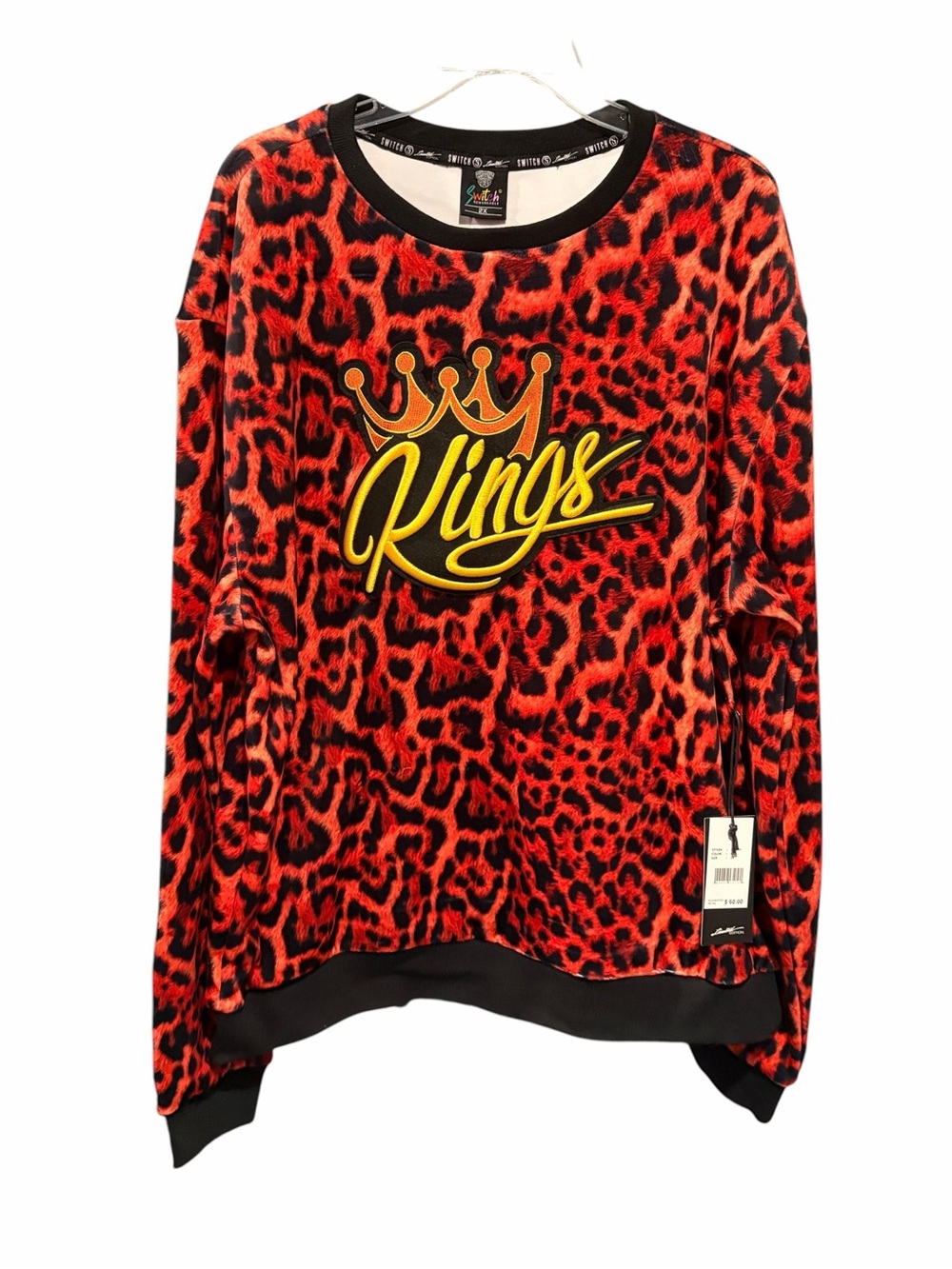 Switch Remarkable King’s Red Leopard Print Sweatshirt 2X NWT Long Sleeve Graphic